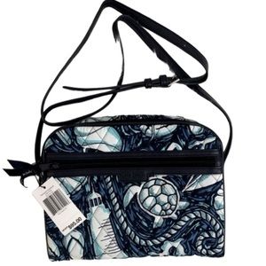 NWT Vera Bradley Faux Leather Trimmed Crossbody/Shoulder Bag Purse Shore Enough